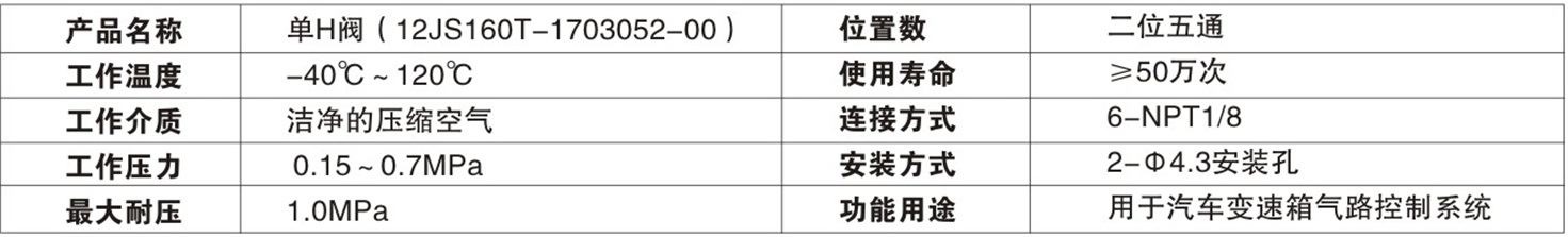 單H閥（12JS160T-1703052-00）